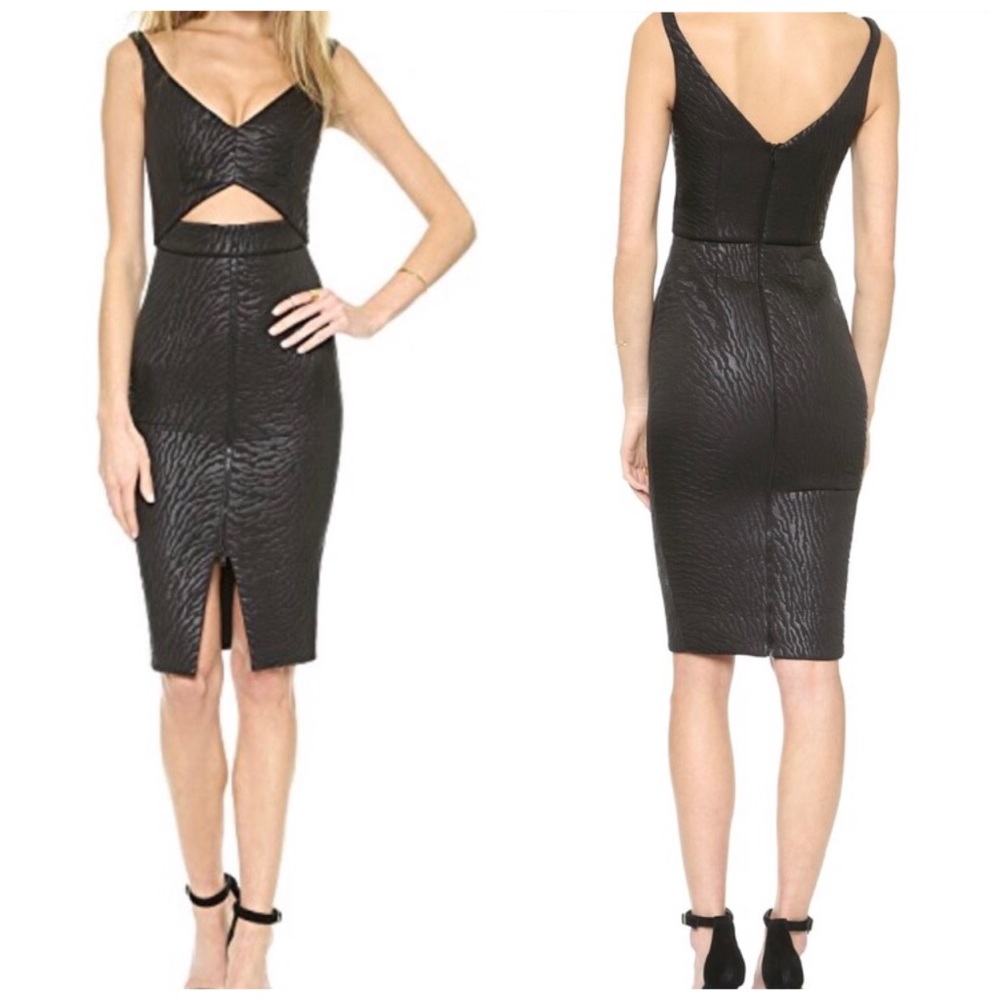Nicholas Black Textured Cut Out Dress Slit size 0